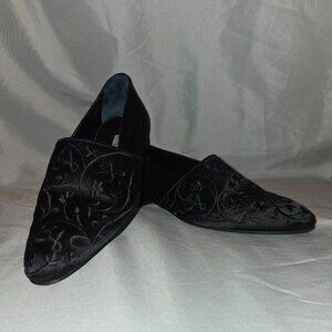 Emporio Armani Black Velvet Loafer with Floral Print